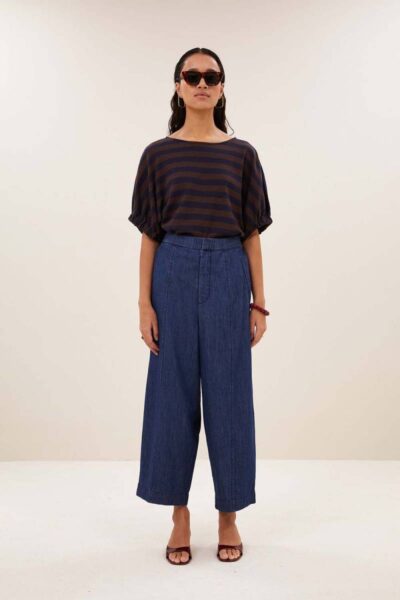 Merle big stripe top coffee bean By-Bar Amsterdam