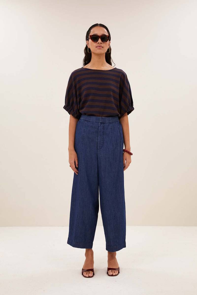 Merle big stripe top coffee bean By-Bar Amsterdam - Afbeelding 3