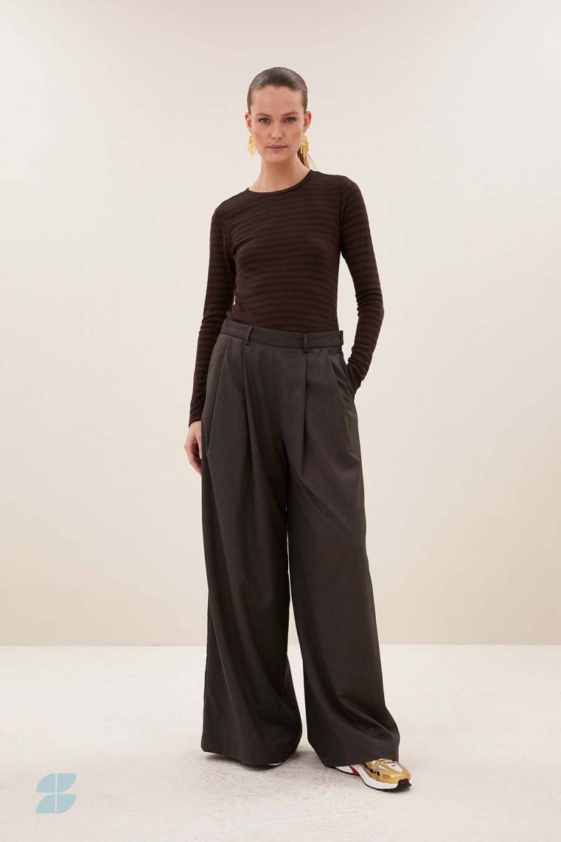Basic ls melange stripe top coffee bean By-Bar