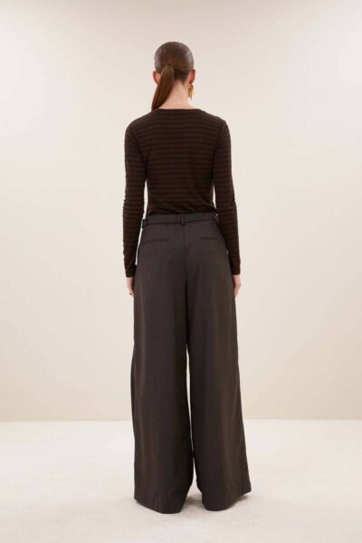 Basic ls melange stripe top coffee bean By-Bar