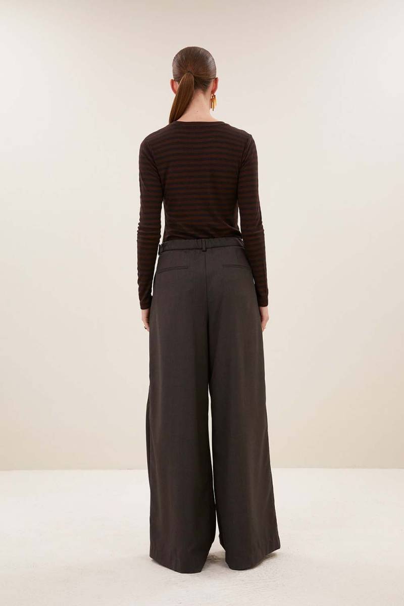 Basic ls melange stripe top coffee bean By-Bar - Afbeelding 4