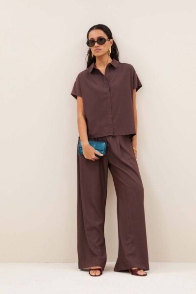Barley tan stripe blouse tanning By-Bar Amsterdam