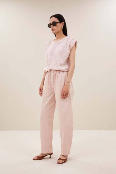 Nilou flame stripe top rose By-Bar Amsterdam