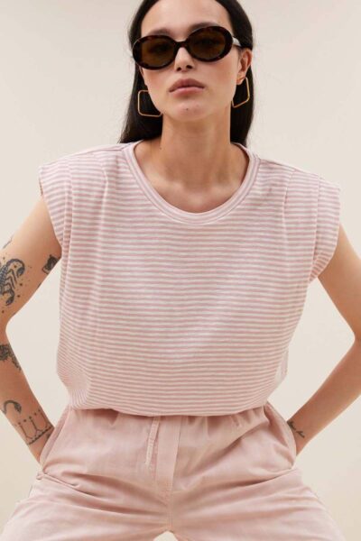 Nilou flame stripe top rose By-Bar Amsterdam