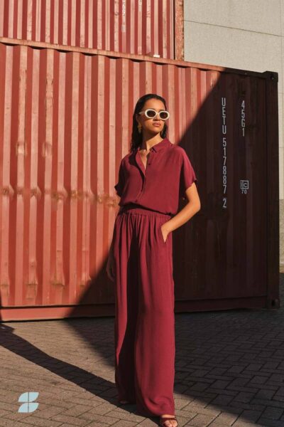 Benji viscose pants wine By-Bar Amsterdam