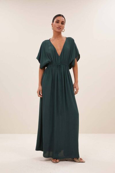 Long twill dress dried basil By-Bar Amsterdam