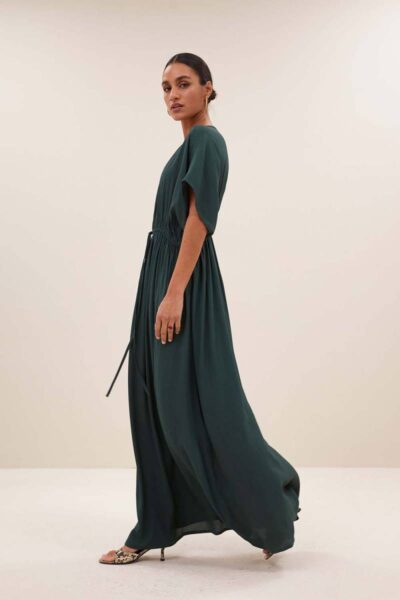 Long twill dress dried basil By-Bar Amsterdam