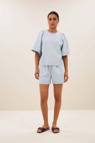 Olivia bleahed denim blouse By-Bar Amsterdam