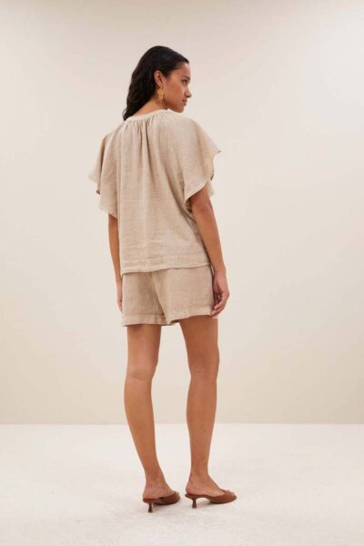 Vina linen blouse biscuit By-Bar Amsterdam