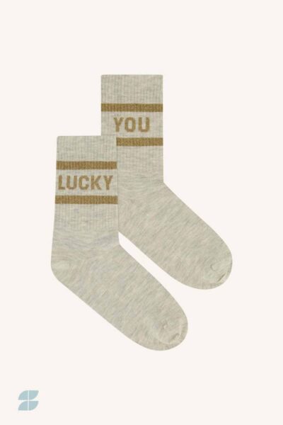Lucky sparkle grey socks gold By-Bar