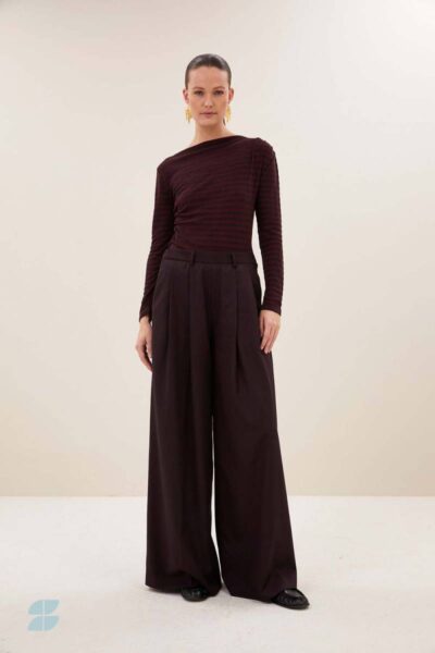 Leya melange stripe top pecan By-Bar Amsterdam