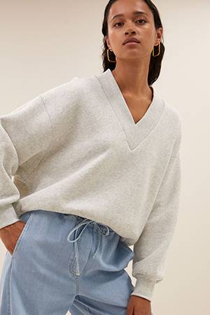 Momo sweater light grey melee By-Bar Amsterdam