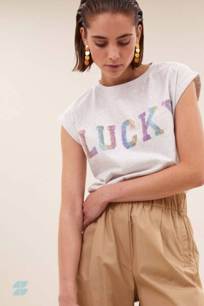 Thelma lucky rainbow top l-grey By-Bar Amsterdam