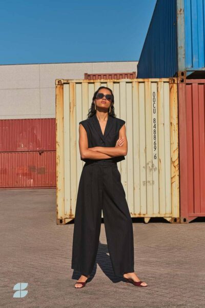 Frida pinstripe pants midnight By-Bar Amsterdam