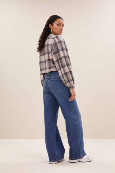 Day check blouse stone By-Bar Amsterdam