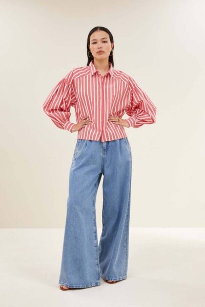 Sarah short red stripe blouse By-Bar Amsterdam