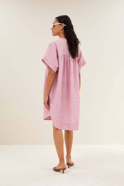 Amber linen dress dusty pink By-Bar Amsterdam