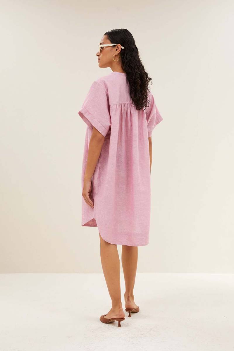 Amber linen dress dusty pink By-Bar Amsterdam - Afbeelding 4