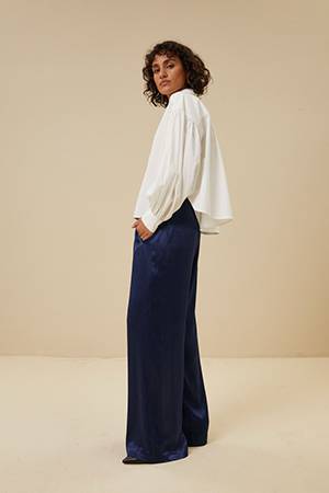 Benji satin pant midnight By-Bar Amsterdam