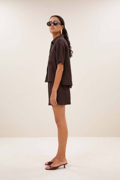 Lio linen shorts espresso By-Bar Amsterdam