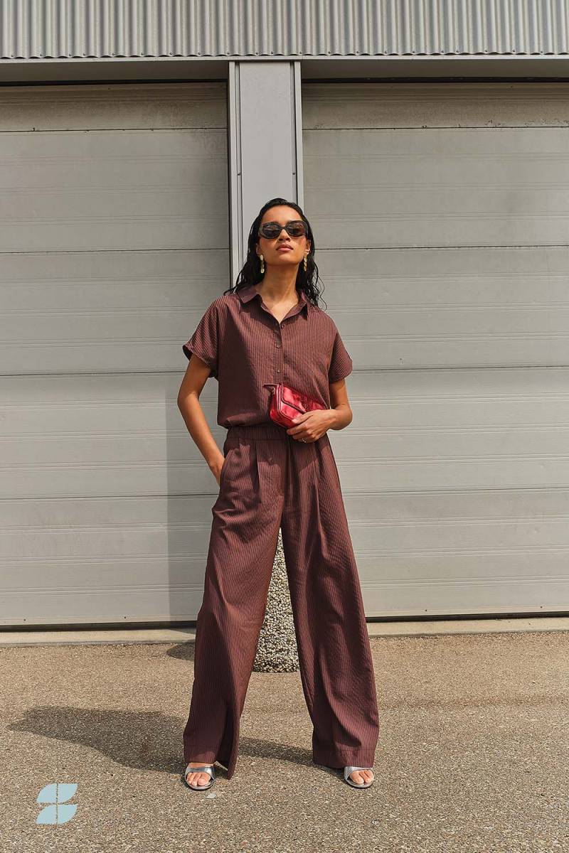 Celin tan stripe pants tanning By-Bar Amsterdam