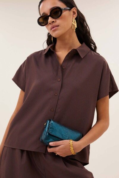 Barley tan stripe blouse tanning By-Bar Amsterdam