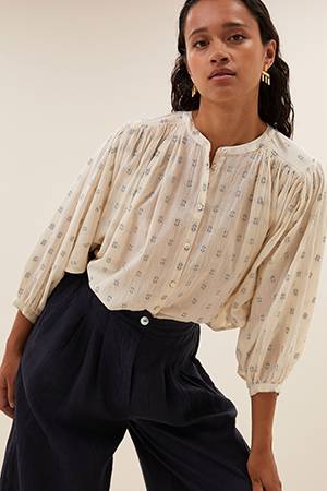 Becky dali blouse blue By-Bar Amsterdam