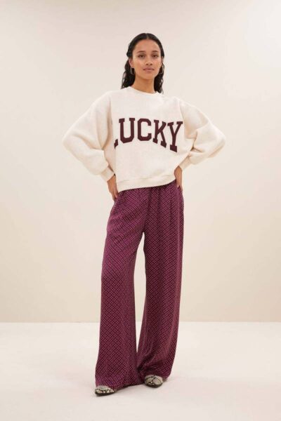 Bibi patchwork sweater oyster mel By-Bar Amsterdam