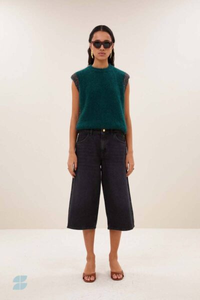 Noho long denim shorts jet black By-Bar Amsterdam