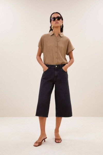 Noho long denim shorts jet black By-Bar Amsterdam