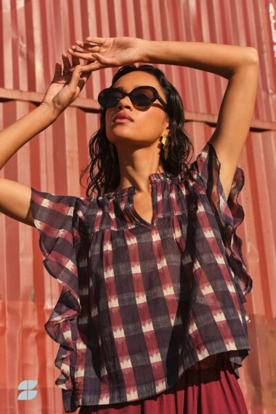 Danee ikat blouse wine By-Bar Amsterdam