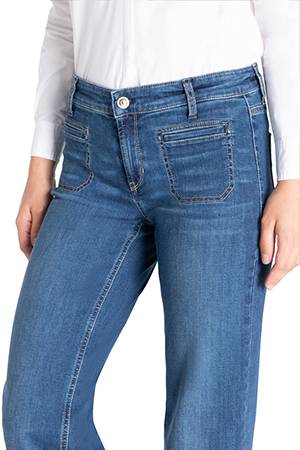 Tess wide leg winter dark used blue denim Cambio