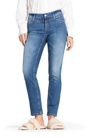 Parla seam daily worn mid used blue denim Cambio