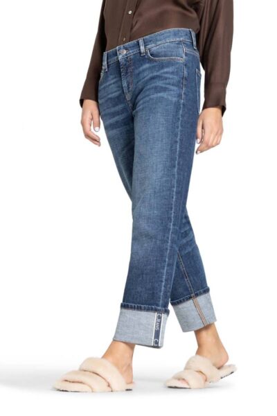 Kerry straight roll-up mid cross blue denim Cambio