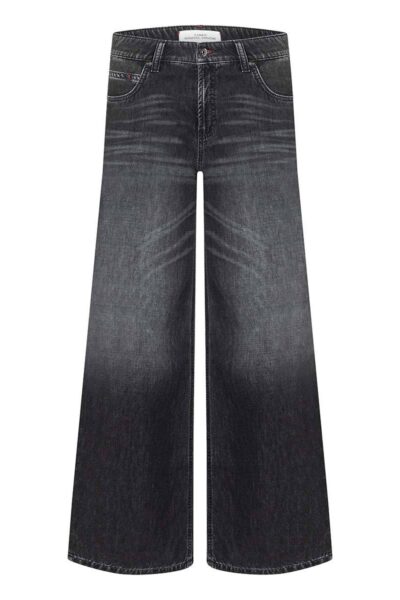 Palazzo patch rigid dark used black denim Cambio