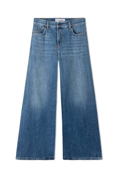Palazzo flare Studio87 blue denim slub mid Cambio