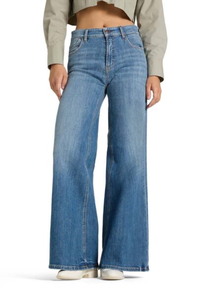 Palazzo flare Studio87 blue denim slub mid Cambio