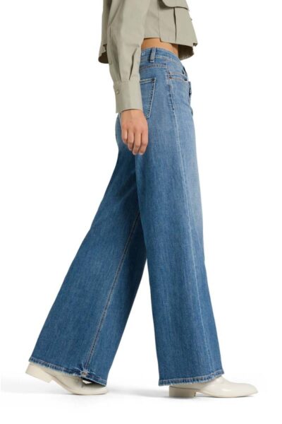 Palazzo flare Studio87 blue denim slub mid Cambio