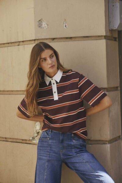 Augusta stripe polo tee winered Co’Couture