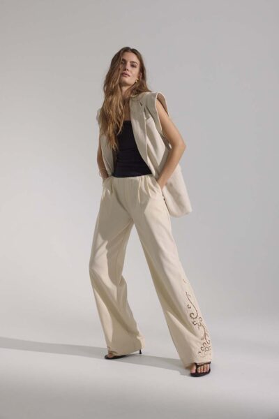 Leena linen wing vest bone Co’Couture