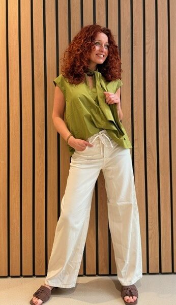 Baggy tencil linen blend sand drift denim Cambio