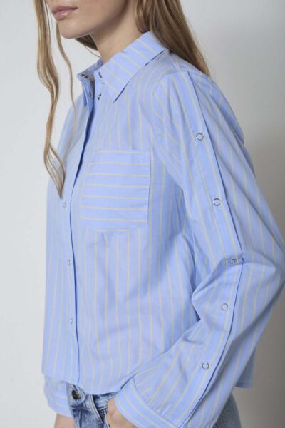 Simo stripe button shirt pale blue Co’Couture