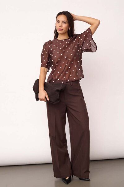 Dita dot ss blouse dark brown Co’Couture