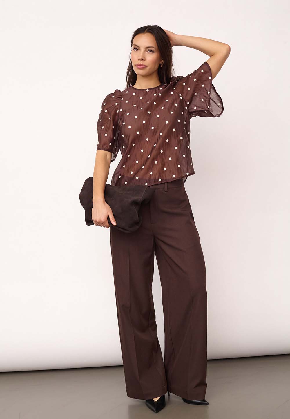 Dita dot ss blouse dark brown Co'Couture - Afbeelding 5
