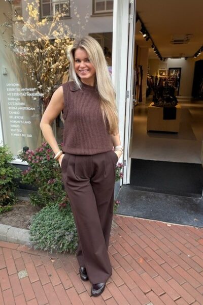 Alvia shoulderstrap knit vest brown Co’Couture