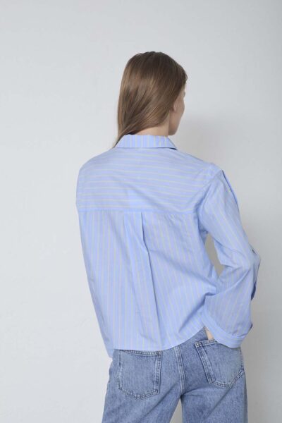 Simo stripe button shirt pale blue Co’Couture