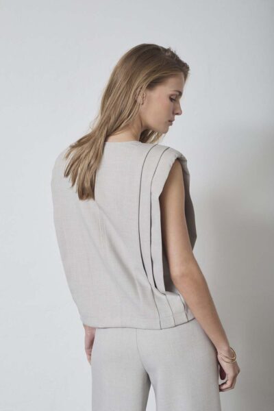 Mava padded pleat top bone Co’Couture