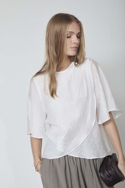 Conny drape SS blouse white Co’Couture