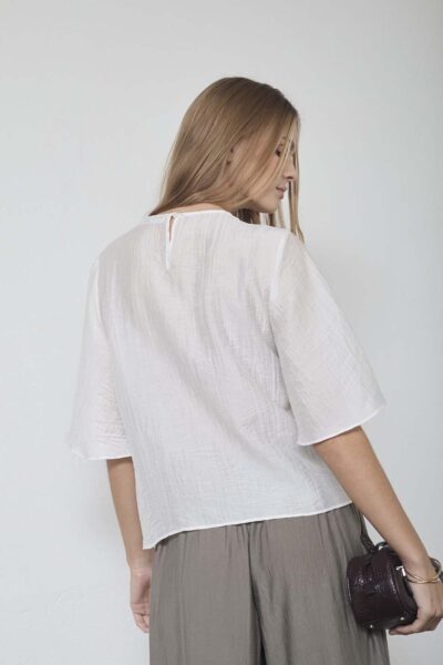 Conny drape SS blouse white Co’Couture