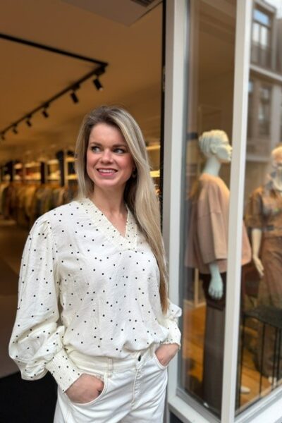 Diem dot v-blouse off white/black Co’Couture